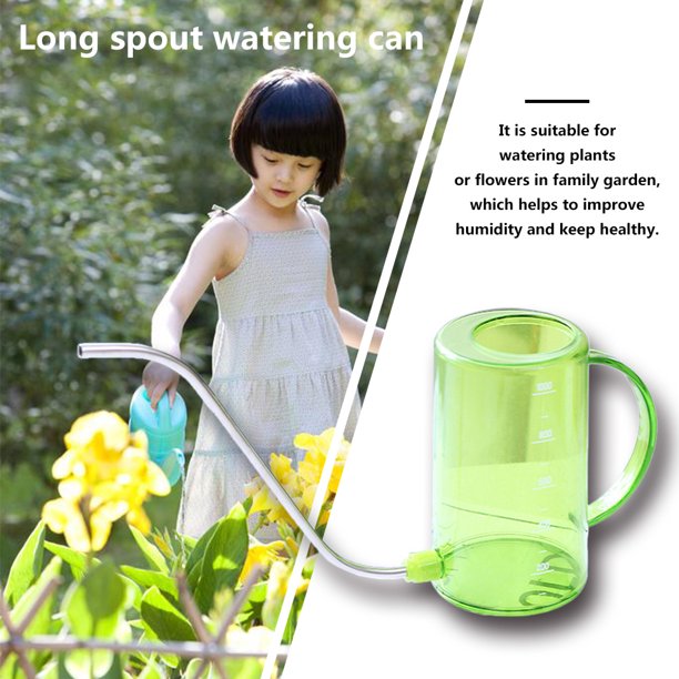 Mini Regadera Regadera De Acero De Boca Larga Con Aspersor De Flores Transparente De 1000 Ml (Verde)