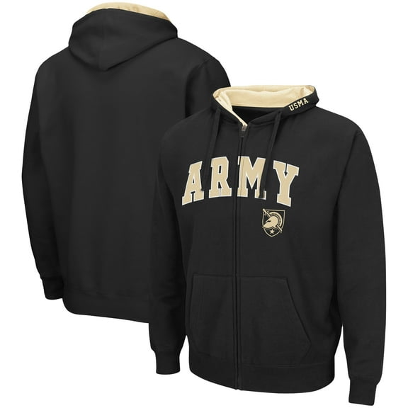 Men's Colosseum Black Army Black Knights Arch & Logo 3.0 Full-Zip Hoodie