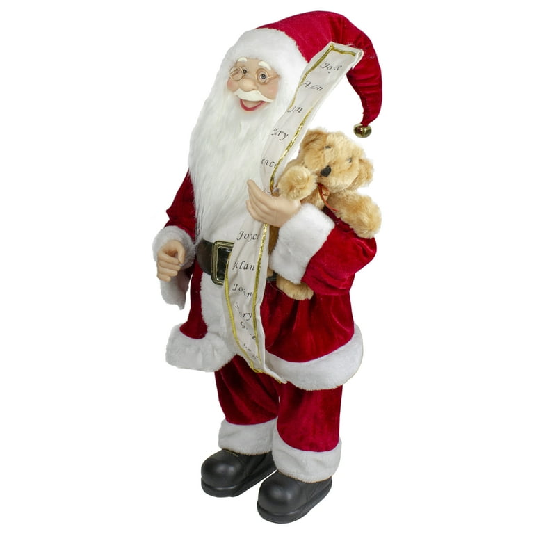 Northlight Standing Santa with Teddy Bear and List Christmas