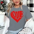 thumbnail image 4 of Fartey Women's Valentines Day Shirt Cute Love Hearts Graphic Tees Lightweight Comfy Short Sleeve Tops Dressy Casual Crewneck Holiday Blouses Gray S-3XL, 4 of 4