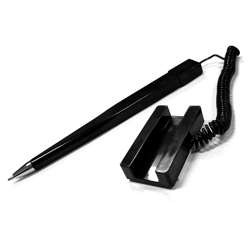 Stick on Coil Pen Tethered Ballpoint Pen with Self Adhesive Base 1