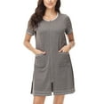 thumbnail image 2 of Besolor Womens Zip up Robes Short Sleeve Zipper Housecoat Short Bathrobe Soft Sleepwear Nightgown with Pockets, 2 of 7