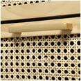 thumbnail image 5 of DecMode 36" x 32" Light Brown Wood 3 Drawer Chest with Beige Rattan Drawers and Gold Handles, 1-Piece, 5 of 15