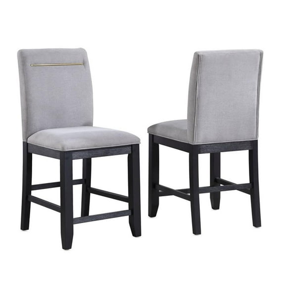 Bowery Hill Modern Rubbed Charcoal and Light Gray Fabric Counter Chair (Set of 2)