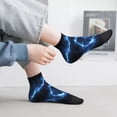 thumbnail image 5 of Goofa Blue Lightning Pattern Non Slip Socks with Grips for Elderly, Crew Socks Yoga Hospital Socks Cushioned Sole Gripper Socks for Men Women, 5 of 5
