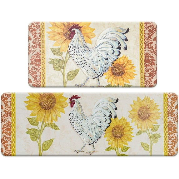 Coffee Kitchen Rug Set 2 Pieces, Kitchen Floor Mats Cushioned Anti-Fatigue Waterproof Easy to Clean Comfort Standing Kitchen Mats for Floor