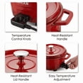 thumbnail image 4 of Aoran Electric Hot Pot Set with 2 Silicone Utensils, non-stick cooker with adjustable temperature, heat-resistant handles, detachable cord, ideal for family meals., 4 of 6
