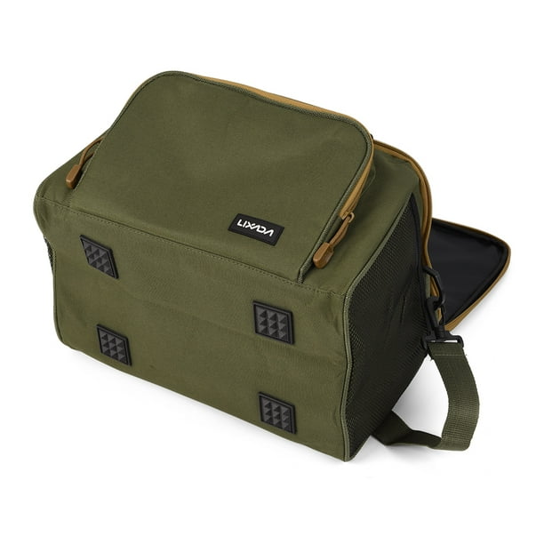 Lixada Portable Multifunctional Canvas Fishing Shoulder Bag Pack Fishing  Tackle Bag Fishing Lure Reel Bag Pouch Case
