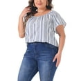 thumbnail image 4 of Agnes Orinda Women's Plus Size Boho Off Shoulder Short Sleeve Print Holiday Blouse 4X White, 4 of 6