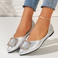 thumbnail image 2 of Women's Pointed Toe Flat Shoes Slip on Sparkly Wedding Sandals Ladies Summer Work Party Sandal 2026 Low Heel Slide Shoe Silver 8.5, 2 of 8