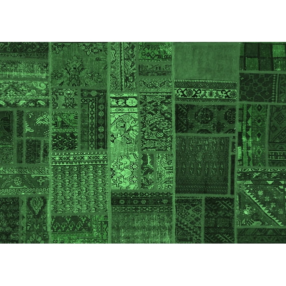 Ahgly Company Indoor Rectangle Oriental Emerald Green Modern Area Rugs, 3' x 5'