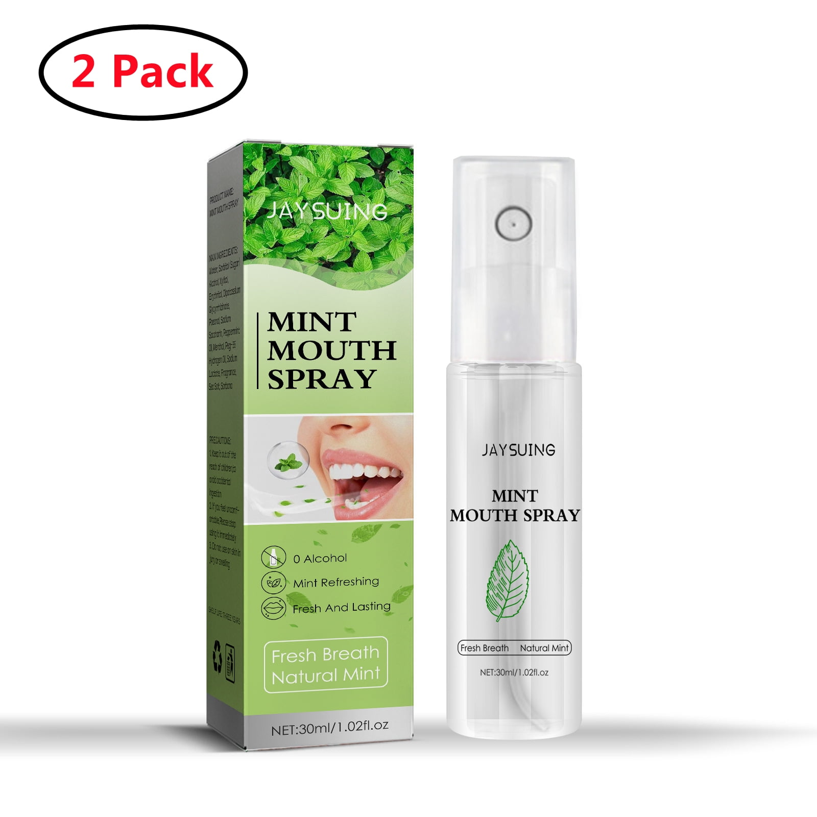 2 Pack Oral Breath Spray, Mint, Sugar Free, pH Balanced, Fights Bad