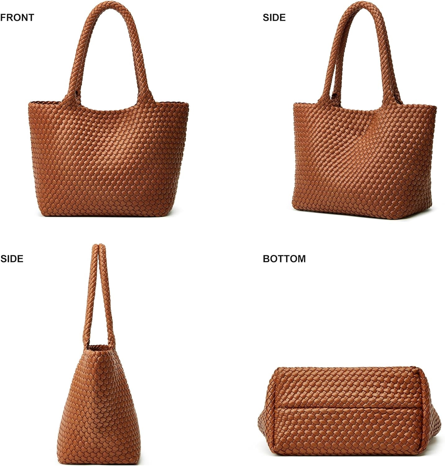 Woven Tote Bag Womens Purse: Vegan Leather Shoulder Handbags - Fashion Summer Beach Tote Bags - Large Travel Totes