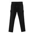 thumbnail image 6 of VBTAPA Men's Waffle 2 Piece Outfits Short Sleeve Button Down Shirts and Cargo Sweatpants Suit Solid Casual Tracksuit Sets with Pockets Black L, 6 of 7