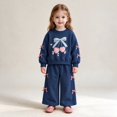 thumbnail image 5 of Curenmufel Playwear Girls Tracksuit Long Sleeve Crewneck Top and Long Pants 5T 7T (Navy,5-7 Years), 5 of 5