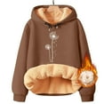 thumbnail image 4 of IMENGL Winter Spring warm fleece hooded sweatshirt falling dandelion, Brown L, Size M-5XL, 4 of 4