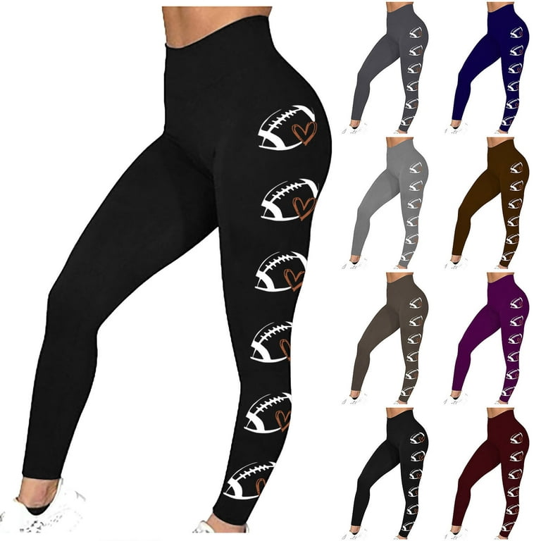 Spring Savings!Compression Leggings for Women Plus Size,Football Leggings  for Women,Game Day Pants Women Football Tights Tummy Control,Casual Sports  Fitness Yoga Pants Stretch Workout Tights 