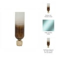 thumbnail image 5 of Modern Glass Metal Pillar Candle Holder with Accents, Elegant Ombre Finish, Decorative Home & Office Accent - 22" Ivory, Brown, Gold, 5 of 11
