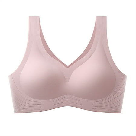 Ndbuld Bras for Women Women s Non-underwire Traceless Supplementary Emulsion Solid Color Everyday Bra Clearance Sales online Deals M Pink