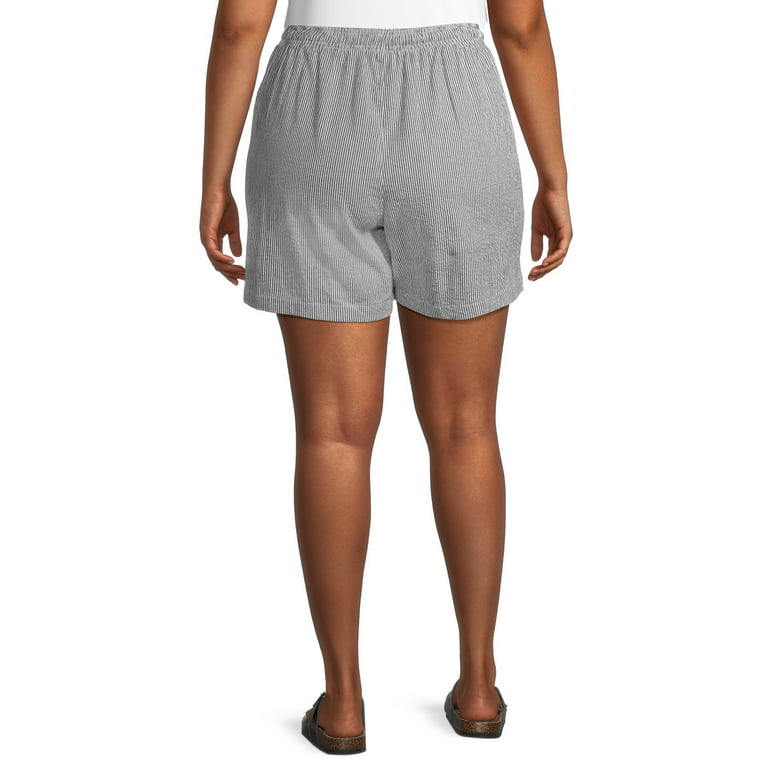 Erika Women's Plus Size Lila Soft Pull-On Railroad Stripe Shorts