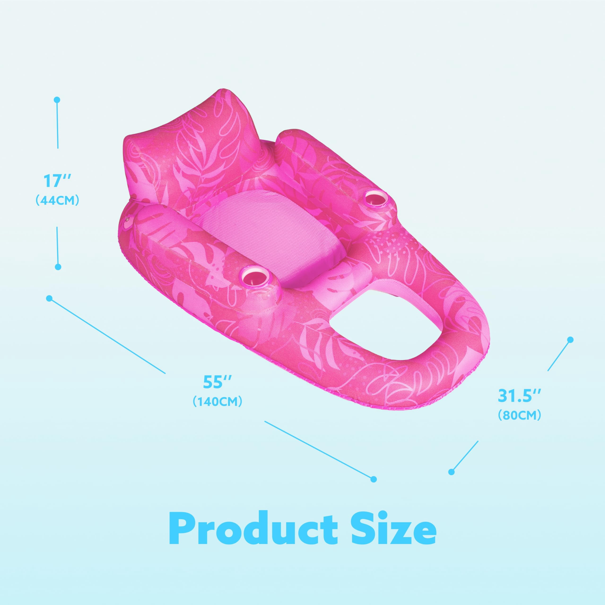 JOYFY Inflatable Pool Lounger Chair for Adult, Pool Floats Lounger Raft Floaties Water Floating Recliner Chair with Cup Holders Foot Rest Swimming Pool Floaty