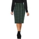thumbnail image 3 of Falda lápiz de cuadros de longitud a la rodilla con cintura alta elástica y cremallera lateral para mujer INSPIRE CHIC verde XS, 3 of 6