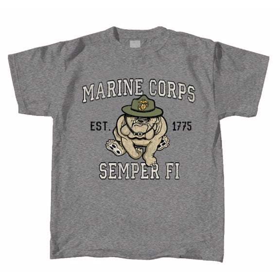 U.S. Marines USMC Retro Bulldog Mascot Short Sleeve T-Shirt