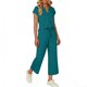 thumbnail image 4 of Top y falda Conjunto de las mujeres de la moda de color sólido suelto de manga corta con cuello en V con pantalones cortados de pierna ancha Set de bolsillo Pantalones y Top Set para las mujeres, 4 of 6
