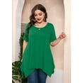 thumbnail image 3 of SHOWMALL Women’s Plus Size Tunic Tops Short Sleeve Clothes Forest Green 5X Summer Blouse Swing Tee Crewneck Clothing Flowy Shirt for Leggings, 3 of 8
