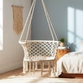 thumbnail image 2 of Gymax Hammock Chair Macrame Swing Hanging Cotton Rope Chair w/ Heavy Duty Metal Frame, 2 of 9
