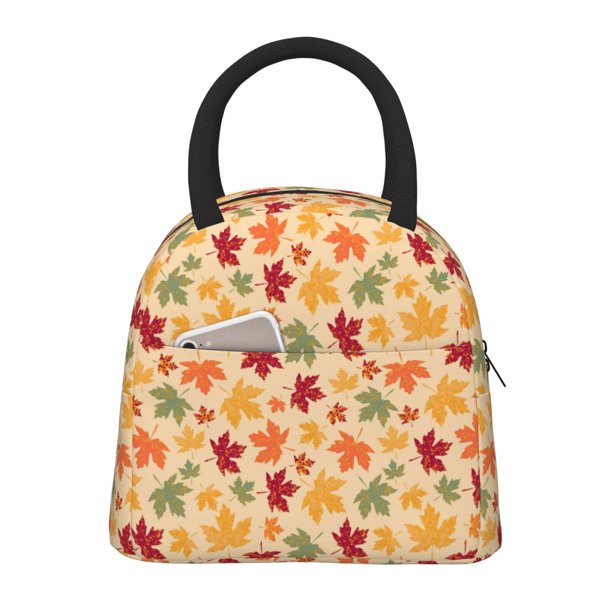 Easygdp Autumn Maple Leaves Bolsa de Almuerzo Insulada Grande, Forro de Aluminio, Diseño Espacioso, a Prueba de Fugas, Ideal para Trabajo, Picnics, Viajes y Actividades al Aire Libre
