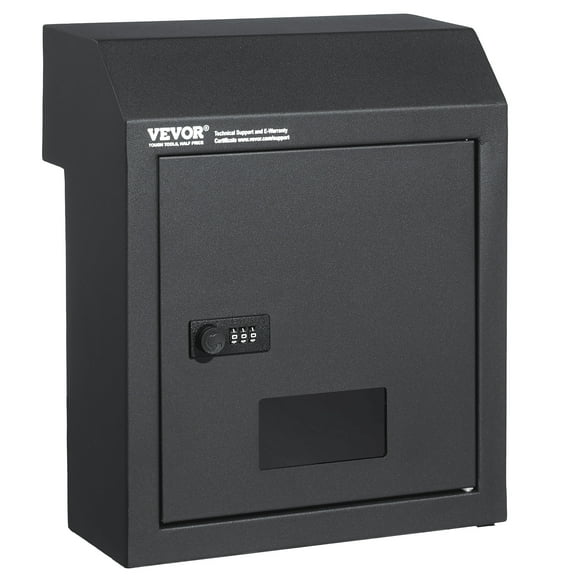 VEVOR Sturdy Metal Key Safe, Combo Lock, 12'' Size, Wall-Mounted, Secure Letter Keeper, Dark Gray