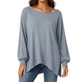 thumbnail image 3 of Long Sleeve Womens Tops Dqueduo Women's Casual Loose Long Sleeve Top With Wide Round Neck Slit Detail And Off Shoulder Option, 3 of 10