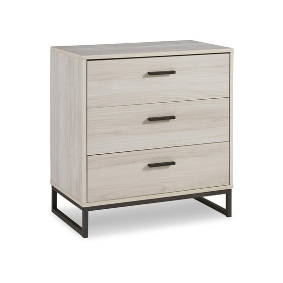 Signature Design by Ashley Socalle Modern Industrial 3 Drawer Chest of Drawers, Natural Beige