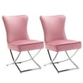 thumbnail image 1 of Foredo Elegant Velvet Dining Chairs Set of 2,  Luxury Upholstered Dining Chair with Metal Legs, X-Legs Tufted Side Chair for Dining Room Living Room, Pink, 1 of 8