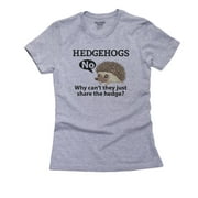 Hedgehogs, Why Can't They Share The Hedge? - Funny Women's Cotton Grey T-Shirt