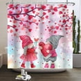 thumbnail image 6 of Valentine''s Day Shower Curtain Red Hearts Bathroom Curtain Set with Hooks, Valentine Gnomes Water Repellent Shower Curtain 72W x 72L inch, 6 of 6