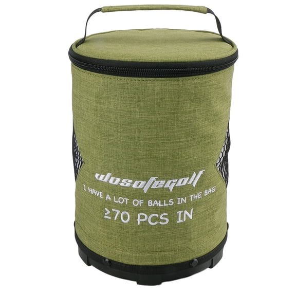 Portable Large-Capacity Golf Ball Storage Bag with Stable Balance Base Zipper Closure Ergonomic Handle for Golfers Training Outdoor Sports Golf Ball Bags,Green