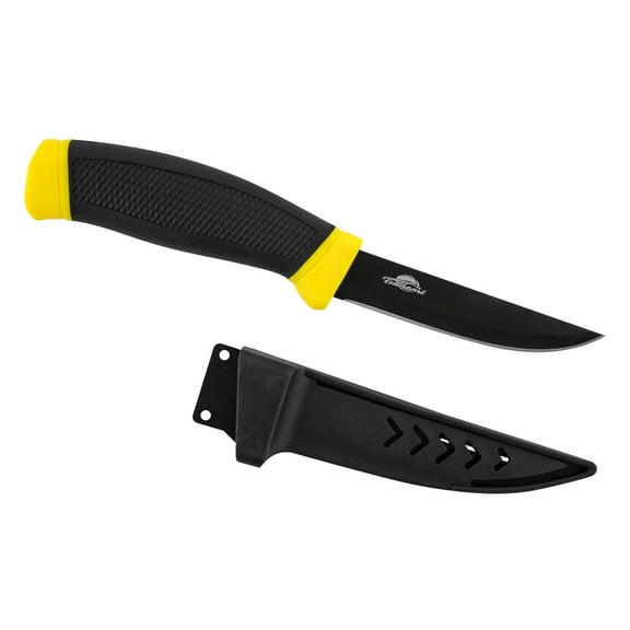 Tsunami Bait Knife, 4" Teflon-Coated Blade, Black Handle