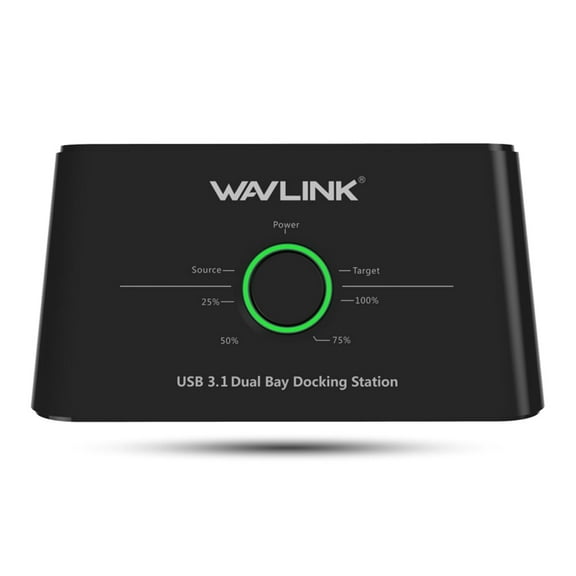 Wavlink USB 3.0 to SATA Dual Bay External Hard Drive Docking Station with USAP Protocal for 2.5/3.5 Inch SSD HDD SATAⅠ/Ⅱ/Ⅲ [Support 2×16TB ] support Offline Clone/Backup Function