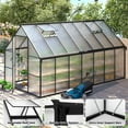 thumbnail image 2 of 8x14ft Greenhouse for Outdoors, Enhanced Aluminum Frame Greenhouse with Roof Vent, Large Walk-in Green House for Garden Backyard, 2 of 8