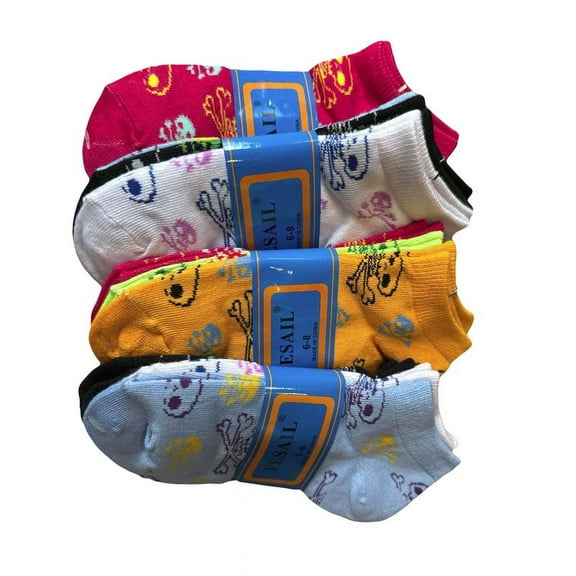 1 dozen (12 pairs) Pesail lowcut skull & crossbone ladies socks (size 6-8)