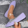 thumbnail image 6 of Fengqque Women’s Ballet Flat Shoes Dress suede Round Toe Slip On Ballerina Walking Soft Sole Flats Shoes for Woman Purple 5.5(36), 6 of 9