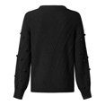 thumbnail image 2 of Gibobby Sueter Navideños Mujer de punto con cuello redondo para mujer, de punto con lunares, manga larga, liso, elegante, Top de punto(Negro,CH), 2 of 5