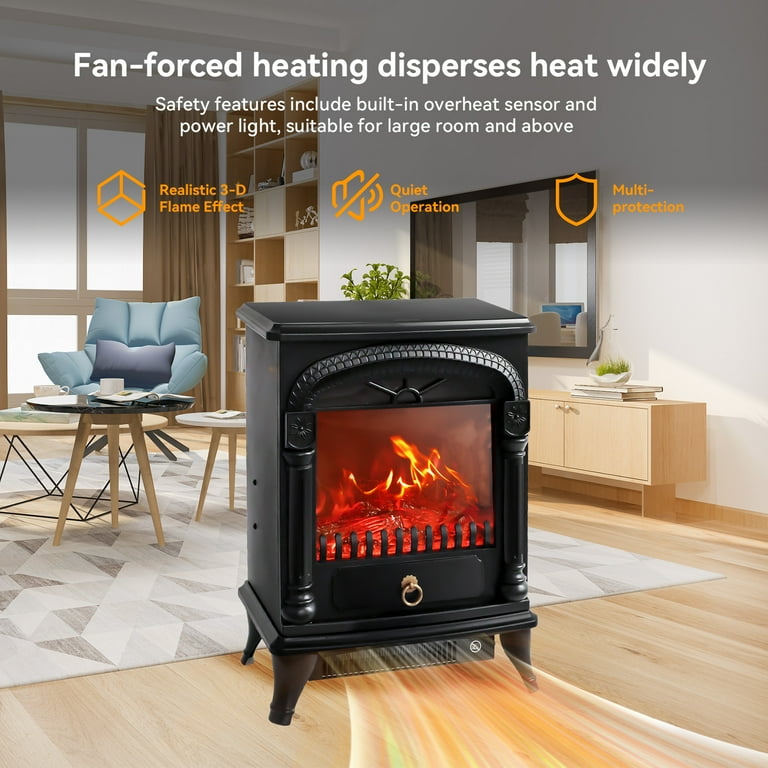 VIVOHOME 23 Inch 1400W Portable Free 2024 Standing Infrared Electric Fireplace Stove