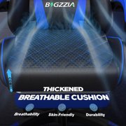 Bigzzia Gaming Chair with Footrest, Gamer Chair for Adults,Lumbar Pillow and Headrest Adjustable, Blue