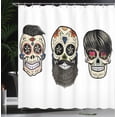 thumbnail image 4 of Ambesonne Skull Shower Curtain, Foral Shaped Head, 69"Wx84"L, Multicolor, 4 of 5
