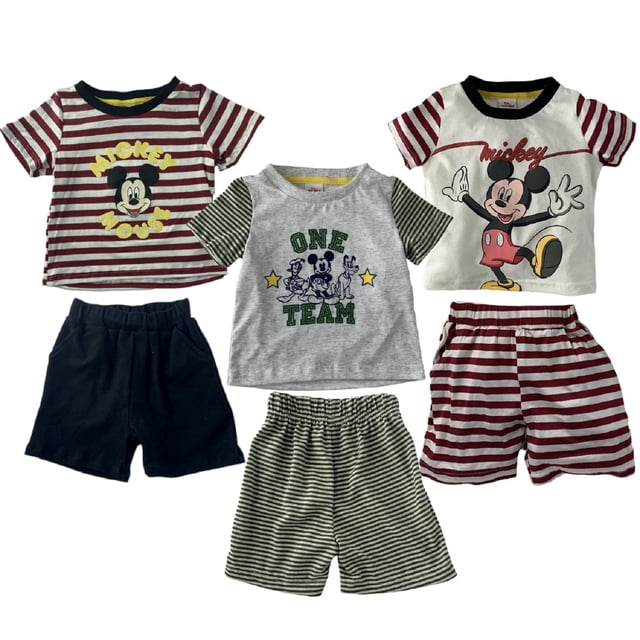 Kit 3 Conjuntos Playera Estampada y Shorts Disney Mickey Mouse Talla 2 años Disney Shorts y Bermudas para Niños