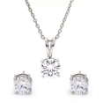 thumbnail image 2 of TAAPSEE JEWELS Women's Round Cut Diamond Solitaire 4 Prong Necklace Earring Set 14k White Gold Plated, 2 of 4