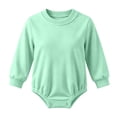 thumbnail image 2 of OGLCCG Toddler Baby Boy Girl Bubble Romper Infant Oversized Plain Long Sleeve Crewneck Sweatshirt Bodysuit Cute Bodysuit Tops 0-24M, 2 of 5